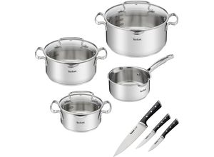 4210101537671 - Topf-Set TEFAL G719S7_K2323S74 Duetto+ Ice Force Töpfe Gr Ø 24 cm + Höhe 19 cm grau (edelstahl) Topfsets rostfreier Edelstahl Deckel m Abgießfunktion inkl 3tlg Messer-Set