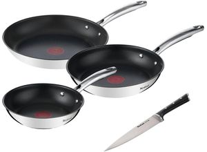 4210101537688 - Pfannen-Set TEFAL G732S3_K2320214 Duetto+Ø 20 24 28 cm Ice Force Pfannen Gr Ø 28 cm + Höhe 145 cm grau (edelstahl) Pfannensets Edelstahl in Premium Qualität Thermo-Signal inkl Kochmesser