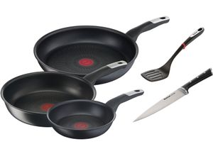 4210101537695 - Pfannen-Set Unlimited Ice Force Aluminium (Set 5-tlg je 1 Pfanne Ø 24 28 cm Wok Ø 28 cm Kochmesser Bratwender) kratzfeste Antihaftversiegelung Thermo-Signal inkl Zubehör schwarz