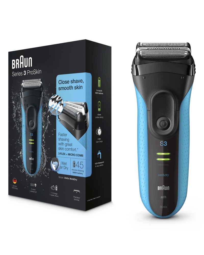 4210201113010 - BRAUN Series 3 ProSkin - 3040s Rasierer Schwarz Blau (MicroComb Reinigungsstation Nein)