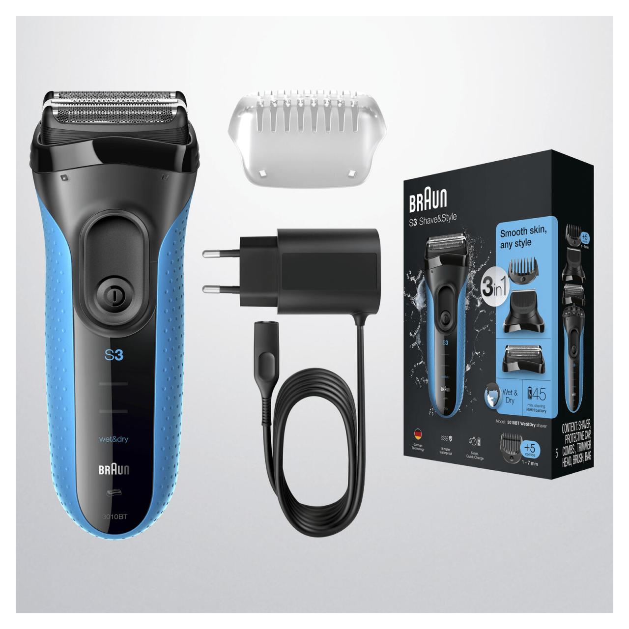 4210201151562 - BRAUN Series 3 Shave&Style - 3010BT Rasierer Schwarz Blau (Wet & Dry Reinigungsstation Nein)