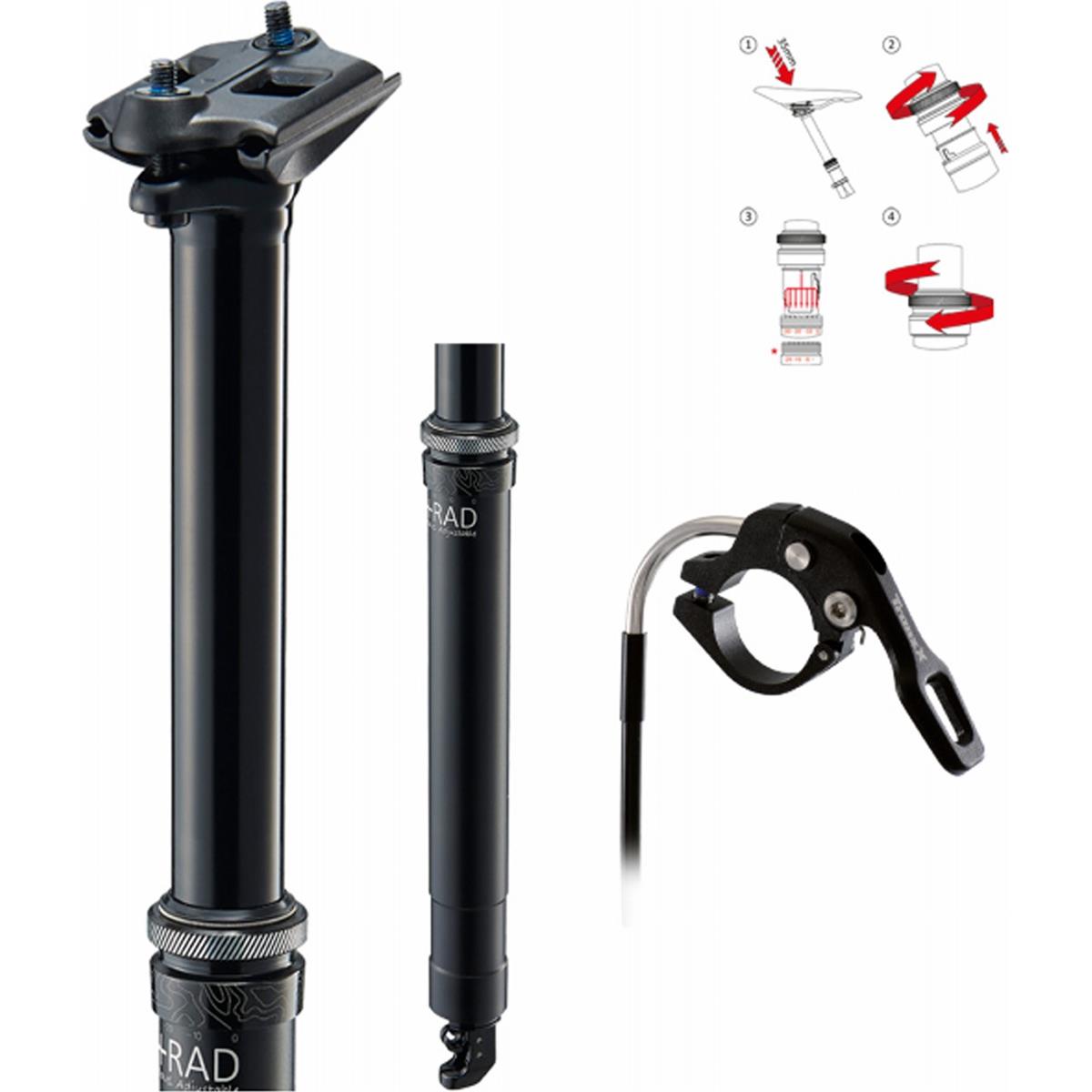 4217508110001 - Vario-Sattelstütze Schwarz 316mm Verstellbarer Federweg 95-125mm Fernbedienung MTB 4217508110001 - Vario-Sattelstütze Schwarz 316mm Verstellbarer Federweg 95-125mm Fernbedienung MTB