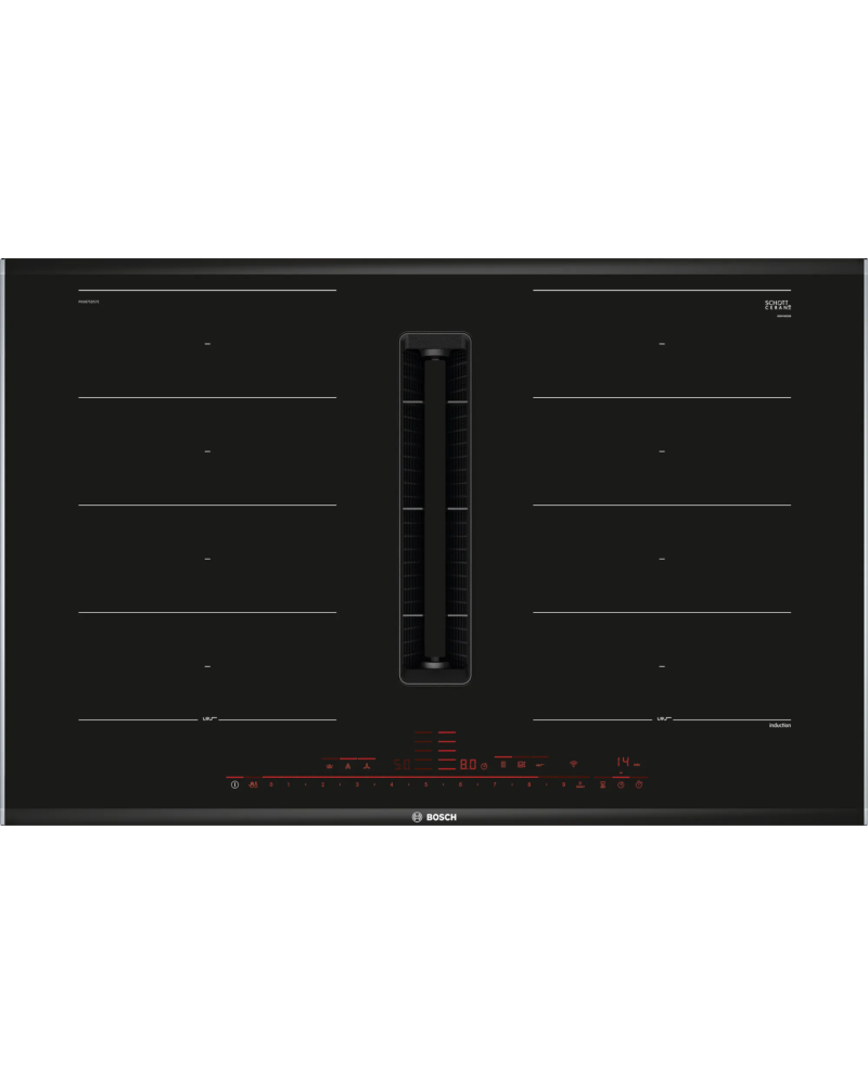 4242005358564 - Induktions Kochfeld mit Dunstabzug BOSCH Serie 8 Induktions Kochfeld mit Dunstabzug 80 cm [ EEK B   Skala A+++ bis E ] PXX875D57E 424200535