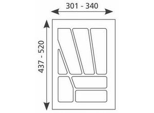 4250000501540 - - Besteckeinsatz zuschneidbar Besteckkasten 40cm Schublade kürzbar