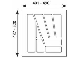 4250000506781 - - Besteckeinsatz zuschneidbar Besteckkasten 50cm Schublade kürzbar