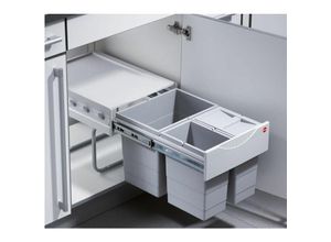 4250000516575 - Mülleimer Küche Einbau ab 40 cm Schrank 3-fach Mülltrennung - Grau - Hailo