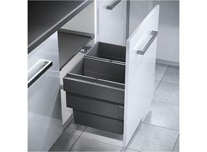 4250000569519 - Einbaumülleimer Frontauszug selbstschließend Schrank 60 cm - Grau - Hailo