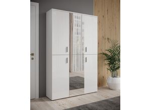 4250006116113 - Schuhschrank HBZ Lincoln Schränke Gr B H T 120 cm x 191 cm x 35 cm 4 St weiß (weiß glanz) Schuhschränke Hochglanz Schrank wahlweise mit Spiegelement Breite 120 cm