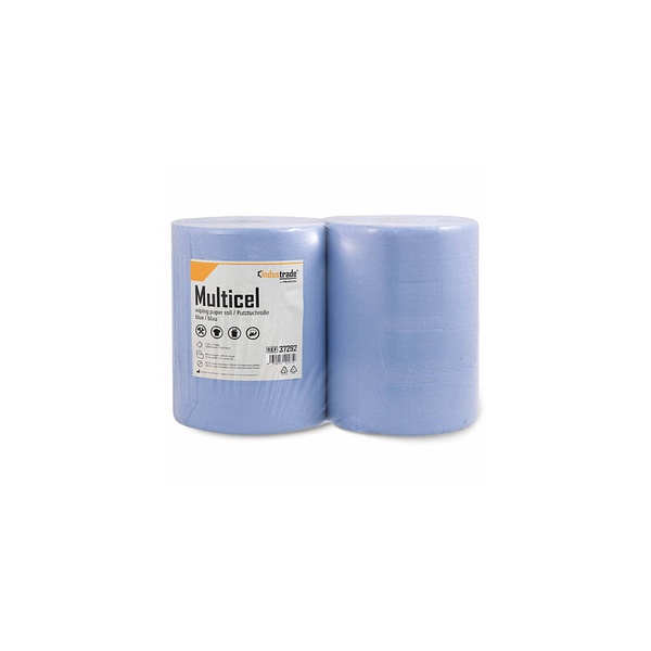 4250016402619 - 2 Industrade Putztuchrollen Multicel 2-lagig blau 1000 Blätter 4250016402619 Industrade 2 Rolle