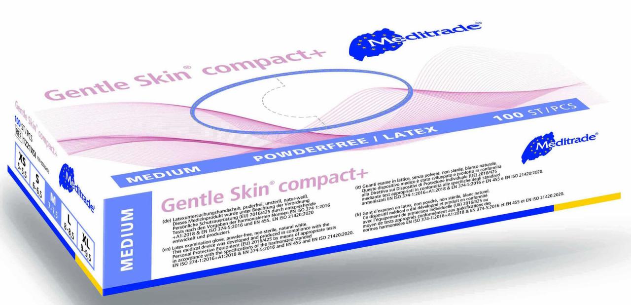 4250016460398 - unisex Einmalhandschuhe Gentle Skin compact+ weiß Größe M 4250016460398  100 Stück