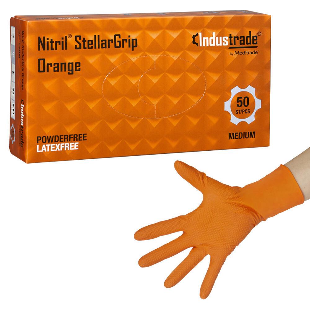 4250016484042 - Industrade unisex Einmalhandschuhe Nitril StellarGrip Orange orange Größe M 4250016484042 Industrade 50 Stück