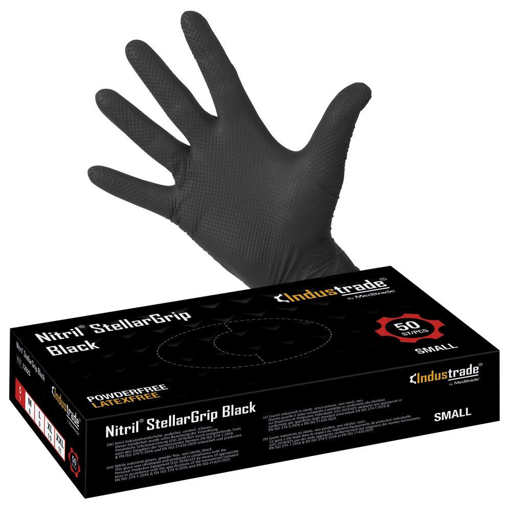 4250016484127 - unisex Einmalhandschuhe Nitril StellarGrip Black schwarz Größe S 4250016484127 Industrade 50 Stück