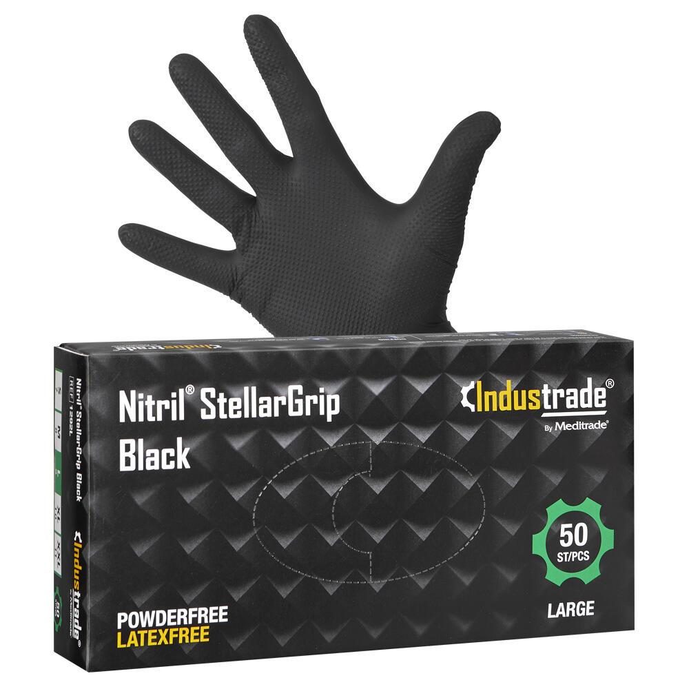 4250016484165 - Industrade unisex Einmalhandschuhe Nitril StellarGrip Black schwarz Größe L 4250016484165 Industrade 50 Stück