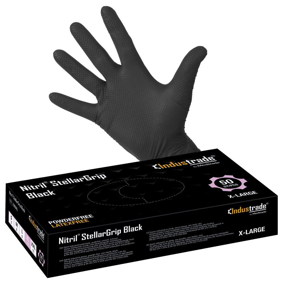 4250016484189 - unisex Einmalhandschuhe Nitril StellarGrip Black schwarz Größe XL 4250016484189 Industrade 50 Stück