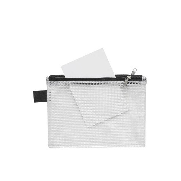 4250037425321 - Reißverschlußtasche Mesh Bag Doppelkammer PVC A6 183x128mm schwarz 4250037425321 FolderSys