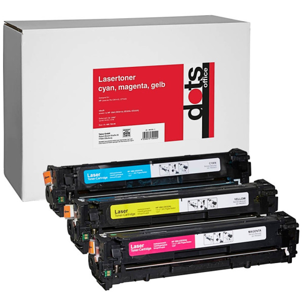 4250073731691 - Toner 12270030-DOTS kompatibel zu HP 128A Multipack cyan magenta gelb 3 Stück