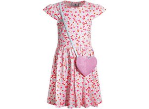 4250076114507 - - Kurzarm-Kleid HEARTS AOP mit Tasche in candy pink Gr98