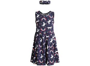 4250076114866 - - Kleid RAINBOWS & UNICORNS ärmellos mit Haarband in navy Gr98