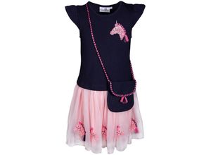 4250076116792 - - Kurzarm-Kleid PAILLETTEN UNICORN mit Tasche in navy Gr104