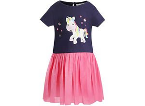 4250076127866 - - Kurzarmkleid SPRING UNICORN in navy rosa Gr98