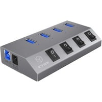 4250078164883 - IB-HUB1405 4 Port USB 30 Type-A Hub Aluminium Gehäuse mit 4x USB Type-A Anschlüssen An- Ausschalter für jeden Port mit Netzteil