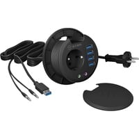 4250078169727 - IB-HUB1430 4 Port USB 30 Type-A Tisch-Hub mit Audio Ein- Ausgang und Schuko Steckdose (CEE 7 3) Ø 80 mm