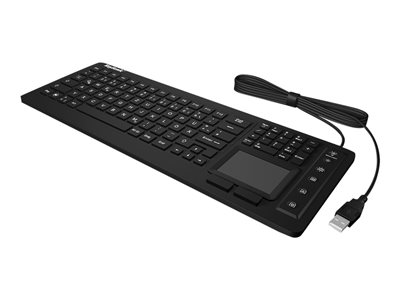 4250078189978 - KSK-6231 INEL (CH) USB Tastatur Schweiz QWERTZ Windows® Schwarz Silikonmembran Wasserfest (IPX7) Beleuchtet Integriertes Touchpad Maustasten