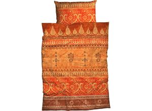 4250090658674 - Bettwäsche Indi Gr B L 155 cm x 220 cm (1 St) B L 80 cm x 80 cm (1 St) Satin orange (terra) Satin-Bettwäsche romantisch orientalisch weich und gemütlich