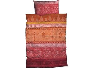 4250090660394 - Bettwäsche Indi Gr B L 135 cm x 200 cm (1 St) B L 80 cm x 80 cm (1 St) Satin orange Satin-Bettwäsche romantisch orientalisch weich und gemütlich