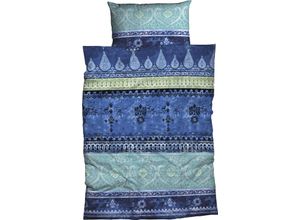 4250090667461 - Bettwäsche Indi Gr B L 155 cm x 220 cm 1 St 1 St Biber B L 80 cm x 80 cm blau (waterblue) romantisch orientalisch weich und gemütlich Bestseller