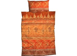 4250090668147 - Bettwäsche Indi Gr B L 135 cm x 200 cm 1 St 1 St Biber B L 80 cm x 80 cm orange (terra) romantisch orientalisch weich und gemütlich