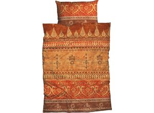 4250090668154 - Bettwäsche Indi Gr B L 155 cm x 220 cm 1 St 1 St Biber B L 80 cm x 80 cm orange (terra) romantisch orientalisch weich und gemütlich