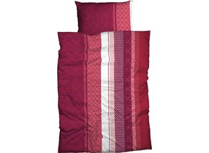 4250090670317 - Bettwäsche Brice Gr B L 240 cm x 220 cm (1 St) B L 80 cm x 80 cm & 80 cm x 80 cm (2 St) Satin pink (rouge) Satin-Bettwäsche elegantes grafisches Dessin