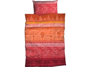 4250090670508 - Bettwäsche Indi Gr B L 200 cm x 200 cm (1 St) B L 40 cm x 80 cm & 40 cm x 80 cm (2 St) Satin orange Satin-Bettwäsche romantisch orientalisch weich und gemütlich