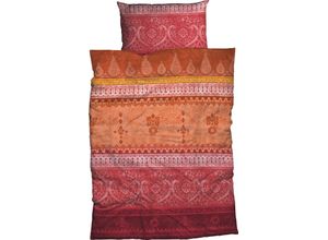 4250090670515 - Bettwäsche Indi Gr B L 200 cm x 220 cm (1 St) B L 40 cm x 80 cm & 40 cm x 80 cm (2 St) Satin orange Satin-Bettwäsche romantisch orientalisch weich und gemütlich