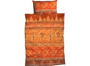 4250090670560 - Bettwäsche Indi Gr B L 200 cm x 200 cm (1 St) B L 40 cm x 80 cm & 40 cm x 80 cm (2 St) Satin orange (terra) Satin-Bettwäsche romantisch orientalisch weich und gemütlich