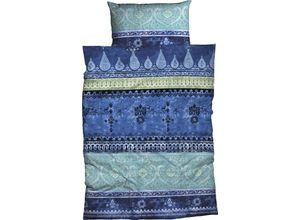 4250090672045 - Bettwäsche Indi Gr B L 155 cm x 220 cm (1 St) B L 40 cm x 80 cm (1 St) Biber blau (blautürkis) Bettwäsche 155x220 cm romantisch orientalisch weich und gemütlich