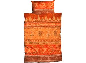 4250090672106 - Bettwäsche Indi Gr B L 155 cm x 220 cm 1 St 1 St Biber B L 40 cm x 80 cm orange (terrakotta) romantisch orientalisch weich und gemütlich