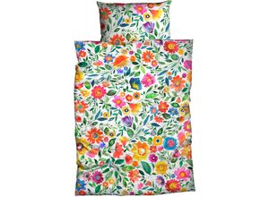 4250090677729 - Bettwäsche Malinda Gr B L 135 cm x 200 cm (1 St) B L 80 cm x 80 cm (1 St) Satin bunt (multicolor) Satin-Bettwäsche frühlingshafte frische Farben Blumenwiese