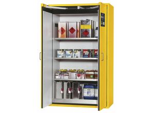 4250101101137 - asecos Feuerbeständiger Gefahrstoffschrank Typ 90 2-türig Außen-HxBxT 1968 x 1200 x 615 mm gelb Edelstahl