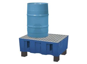 4250101107658 - PE-Auffangwanne für 60-Liter-Fässer Auffangvolumen 60 l mit vier Füßen mit verzinktem Gitterrost kaiserkraft