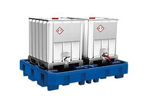 4250101134975 - Asecos - Auffangwanne aus Polyethylen für ibc ohne Gitterrost Volumen 1000 l BxTxH 2460x1800x460 mm für 2 ibc mit Abfüllbereich blau