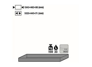 4250101138133 - Wannenboden Standard für asecos Sicherheitsschränke der Q30 Q90 und S90 Serie Stahlblech lichtgrau B 1042 x T 462 x H 80 mm 33 l bis 150 kg