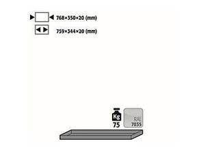 4250101138799 - Fachboden Standard für asecos Sicherheitsschränke der K90 und UB90 Serie Stahlblech lichtgrau B 768 x T 350 x H 20 mm bis 30 kg