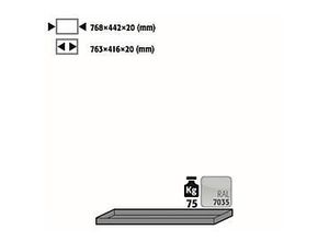 4250101138935 - Fachboden Standard für asecos Sicherheitsschränke der UB90 Serie Stahlblech lichtgrau B 768 x T 422 x H 20 mm bis 30 kg