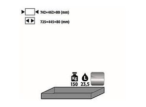 4250101140358 - Wannenboden Standard für asecos Sicherheitsschränke der Q30 Q90 und S90 Serie Edelstahl 14301 B 742 x T 507 x H 83 mm 22 l bis 150 kg