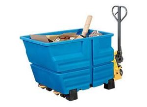 4250101150258 - Mehrzweckbehälter Polyethylen blau 600 l B 825 x T 1240 x H 845 mm mit Füßen Einfahrbreite 580 mm