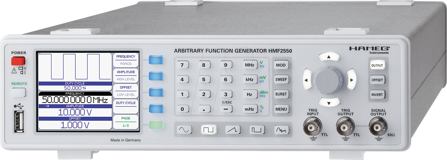 4250138102374 - HMF 2550 Funktionsgenerator netzbetrieben 10 µHz - 50 MHz 1-Kanal Sinus Rechteck Puls Dreieck Arbiträr