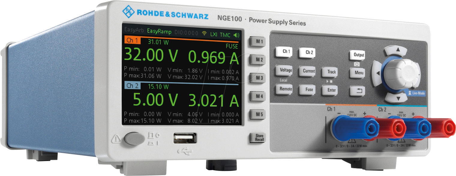 4250138108192 - NGE-COM3b Labornetzgerät einstellbar 0 - 32 V DC 0 - 3 A 100 W USB OVP fernsteuerbar Anzahl Ausgänge 3 x