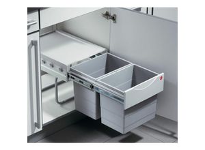 4250163334207 - Küchen Mülleimer Einbau 40 cm Schrank Abfalleimer 2x18 Liter - Grau - Hailo